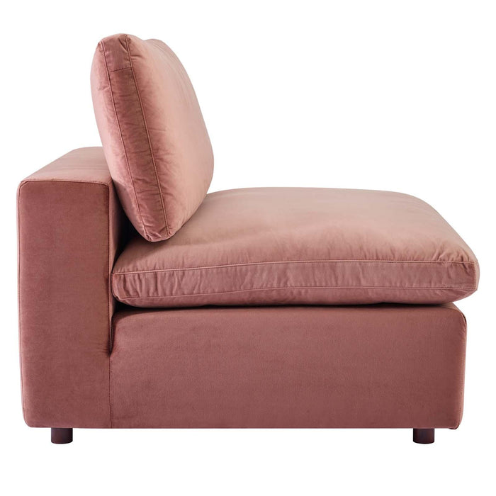 Commix Down Filled Overstuffed Performance Velvet Armless Chair