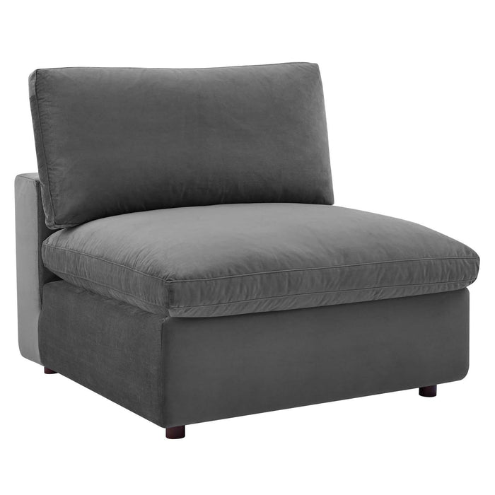 Commix Down Filled Overstuffed Performance Velvet 4-Seater Sofa