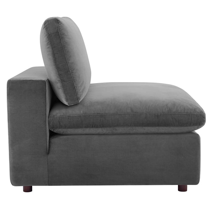 Commix Down Filled Overstuffed Performance Velvet Armless Chair