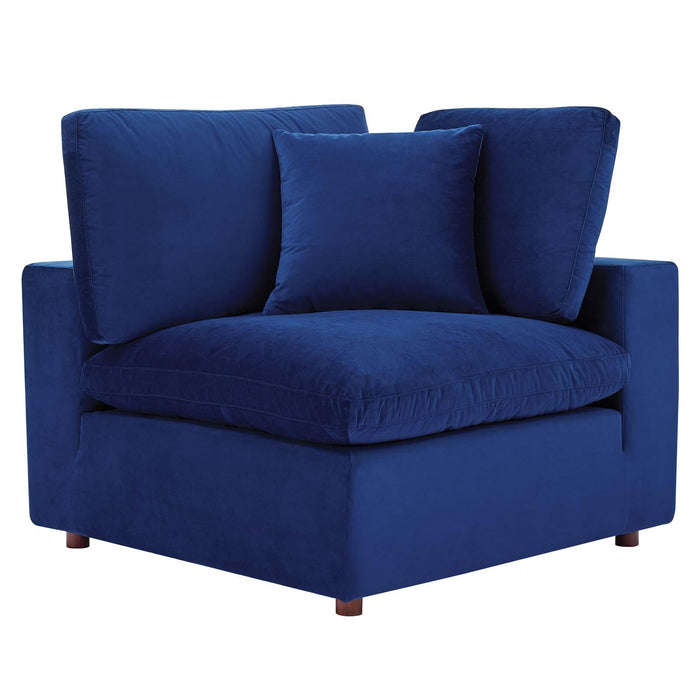 Commix Down Filled Overstuffed Performance Velvet 4-Seater Sofa