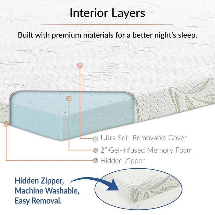 Relax King 2" Gel Memory Foam Mattress Topper