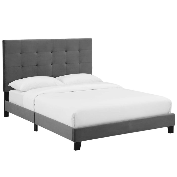 Melanie King Tufted Button Upholstered Performance Velvet Platform Bed image