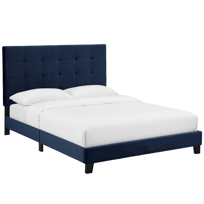 Melanie Twin Tufted Button Upholstered Performance Velvet Platform Bed