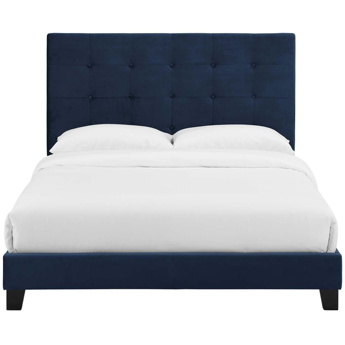 Melanie Twin Tufted Button Upholstered Performance Velvet Platform Bed