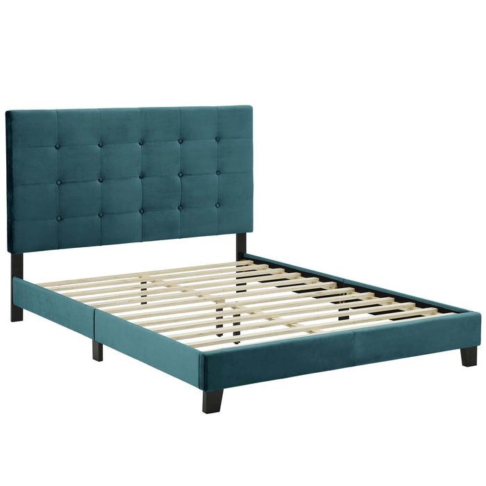 Melanie King Tufted Button Upholstered Performance Velvet Platform Bed