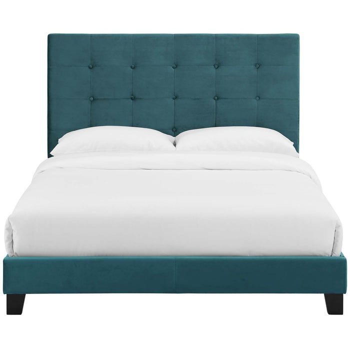 Melanie Queen Tufted Button Upholstered Performance Velvet Platform Bed