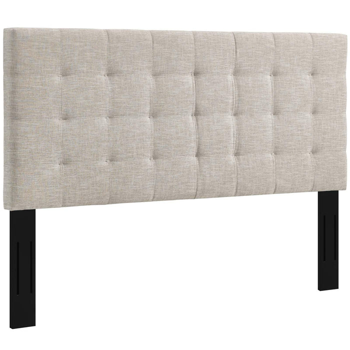 Paisley Tufted King and California King Upholstered Linen Fabric Headboard