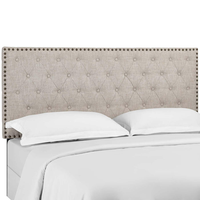 Helena Tufted King and California King Upholstered Linen Fabric Headboard