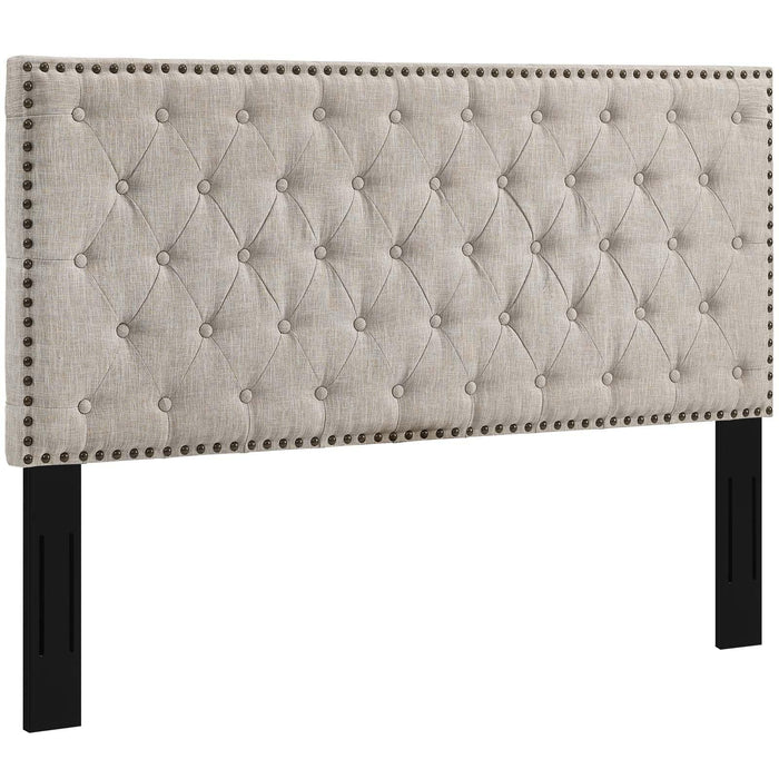 Helena Tufted King and California King Upholstered Linen Fabric Headboard