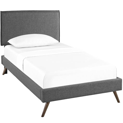 Amaris Twin Fabric Platform Bed with Round Splayed Legs image