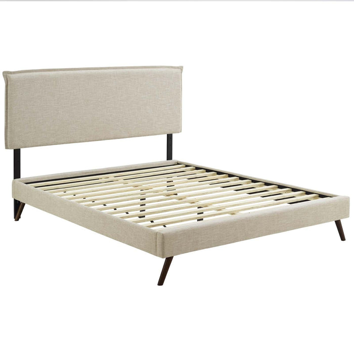 Amaris Queen Fabric Platform Bed with Round Splayed Legs