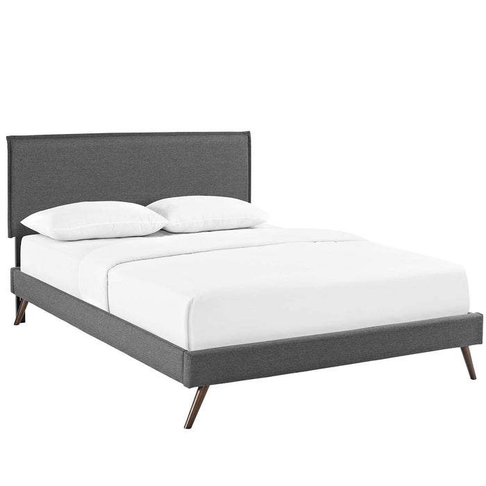 Amaris King Fabric Platform Bed with Round Splayed Legs