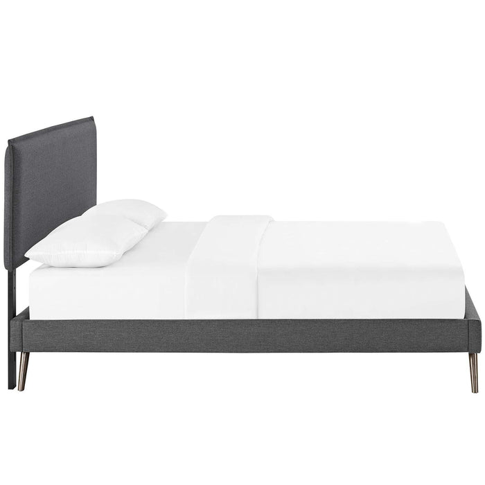 Amaris Queen Fabric Platform Bed with Round Splayed Legs