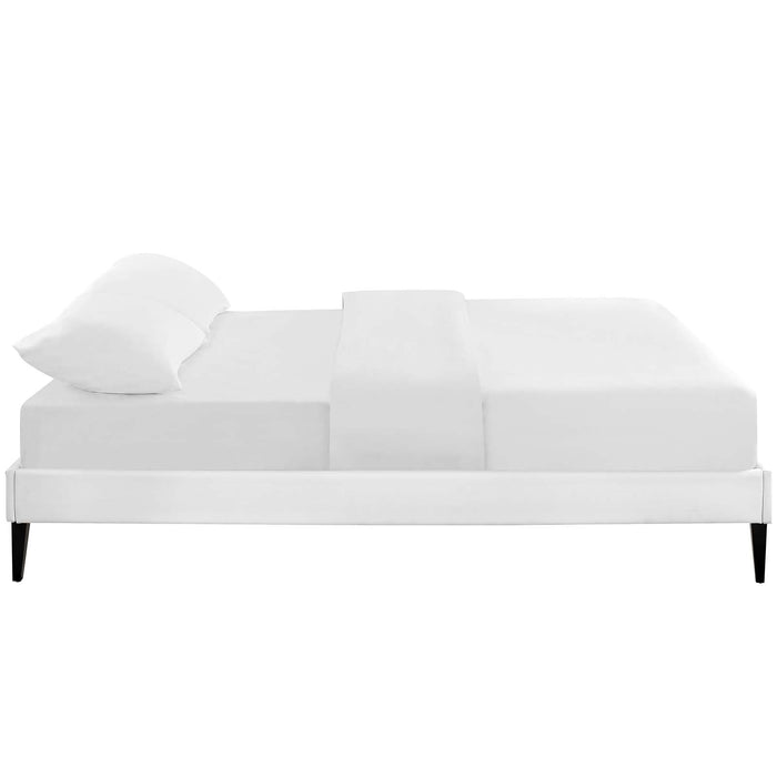 Tessie Full Vinyl Bed Frame with Squared Tapered Legs