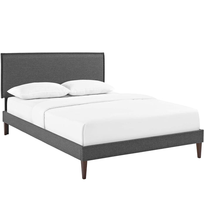 Amaris Queen Fabric Platform Bed with Squared Tapered Legs