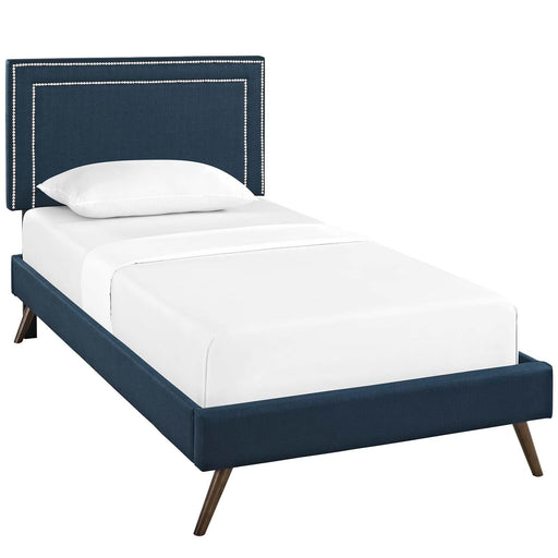 Virginia Twin Fabric Platform Bed with Round Splayed Legs image