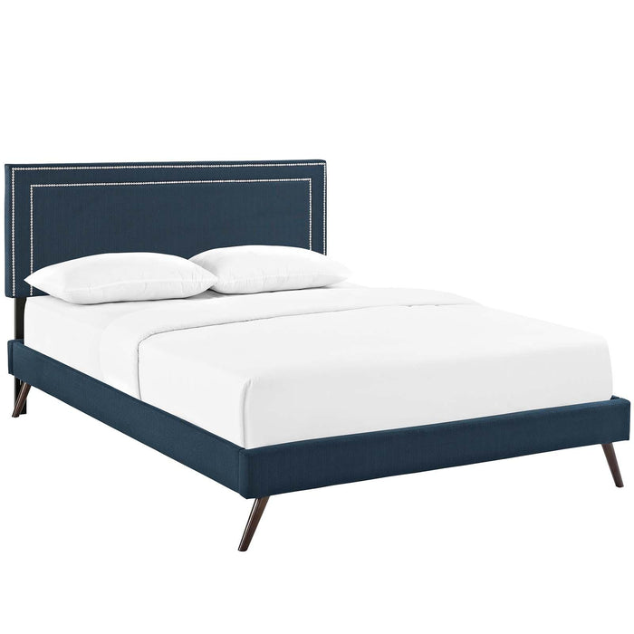 Virginia Full Fabric Platform Bed with Round Splayed Legs image