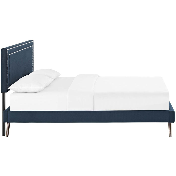 Virginia Full Fabric Platform Bed with Round Splayed Legs