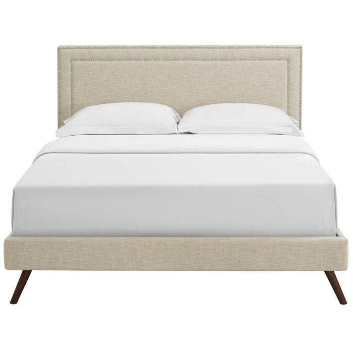 Virginia Full Fabric Platform Bed with Round Splayed Legs