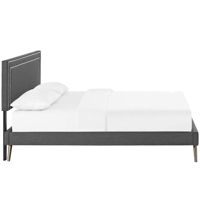 Virginia Full Fabric Platform Bed with Round Splayed Legs