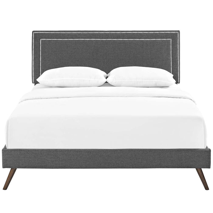 Virginia Full Fabric Platform Bed with Round Splayed Legs