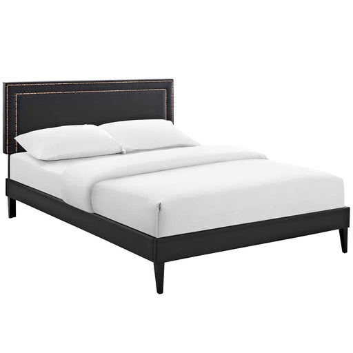 Virginia King Vinyl Platform Bed with Squared Tapered Legs image