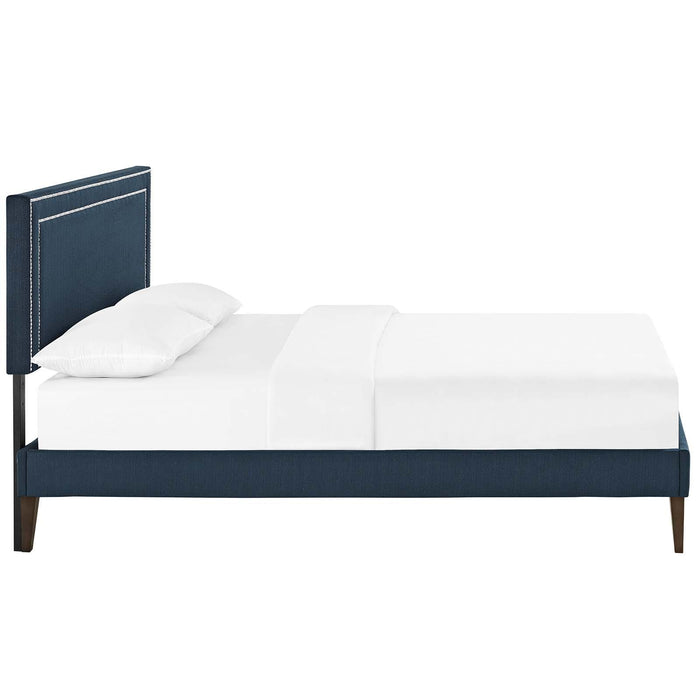 Virginia King Fabric Platform Bed with Squared Tapered Legs