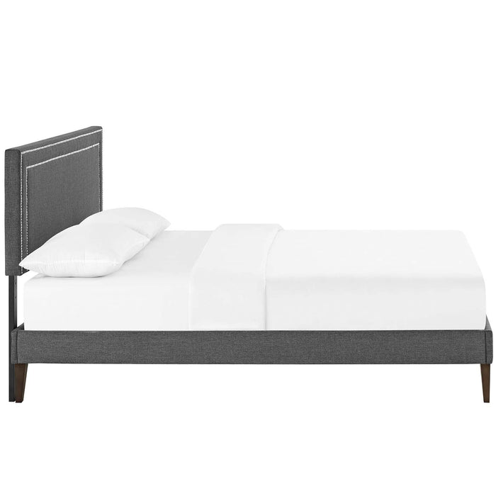 Virginia Queen Fabric Platform Bed with Squared Tapered Legs