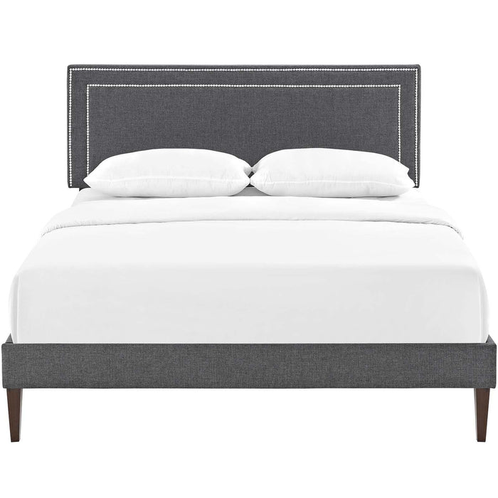 Virginia King Fabric Platform Bed with Squared Tapered Legs