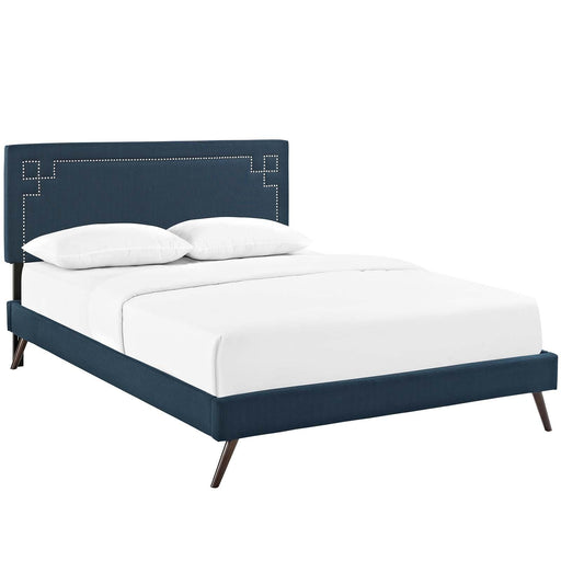Ruthie King Fabric Platform Bed with Round Splayed Legs image