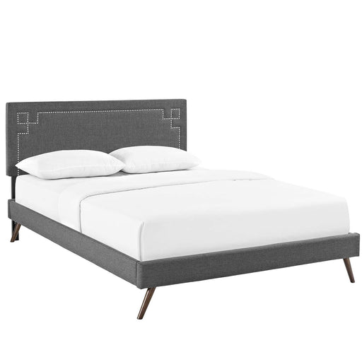 Ruthie Full Fabric Platform Bed with Round Splayed Legs image