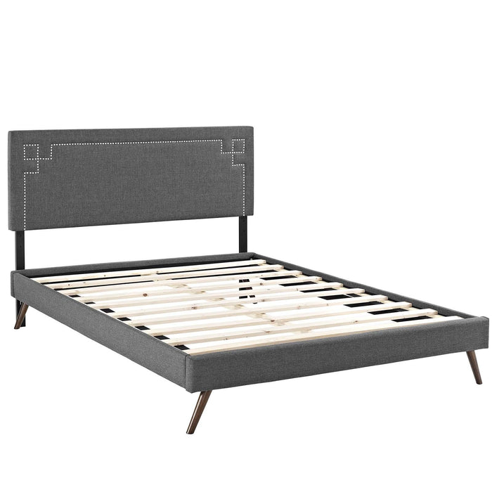 Ruthie Full Fabric Platform Bed with Round Splayed Legs