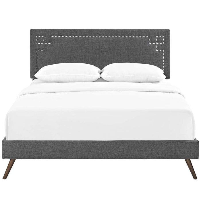 Ruthie Full Fabric Platform Bed with Round Splayed Legs