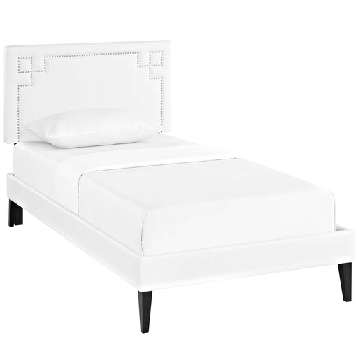 Ruthie Twin Vinyl Platform Bed with Squared Tapered Legs image