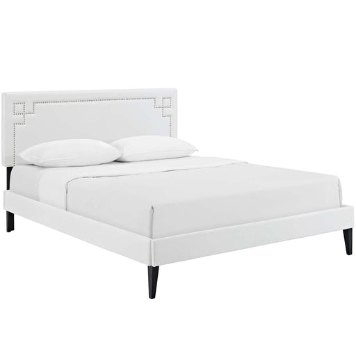 Ruthie Full Vinyl Platform Bed with Squared Tapered Legs image