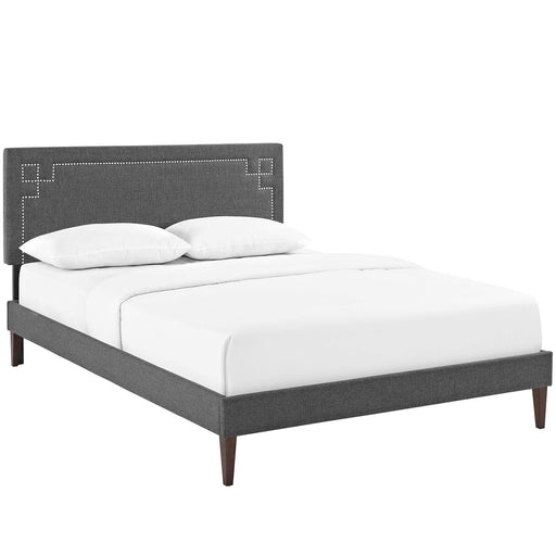 Ruthie Full Fabric Platform Bed with Squared Tapered Legs image