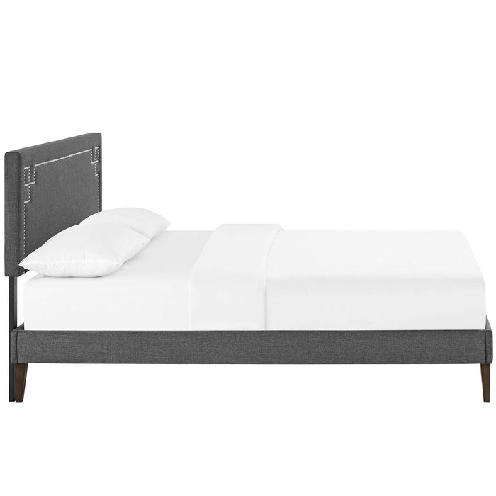 Ruthie Queen Fabric Platform Bed with Squared Tapered Legs