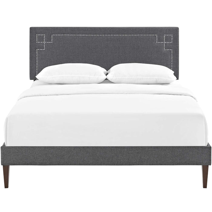 Ruthie Queen Fabric Platform Bed with Squared Tapered Legs