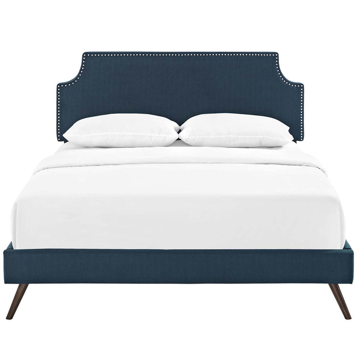 Corene Queen Fabric Platform Bed with Round Splayed Legs