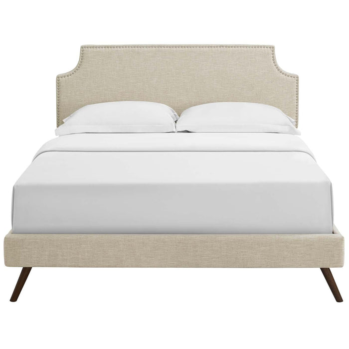 Corene Queen Fabric Platform Bed with Round Splayed Legs