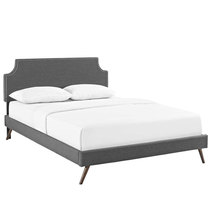 Corene Queen Fabric Platform Bed with Round Splayed Legs