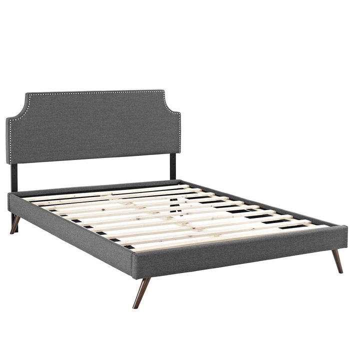 Corene King Fabric Platform Bed with Round Splayed Legs