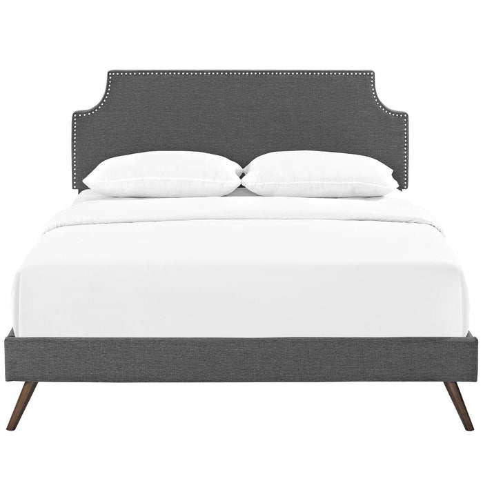 Corene Full Fabric Platform Bed with Round Splayed Legs