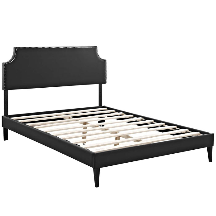 Corene King Vinyl Platform Bed with Squared Tapered Legs