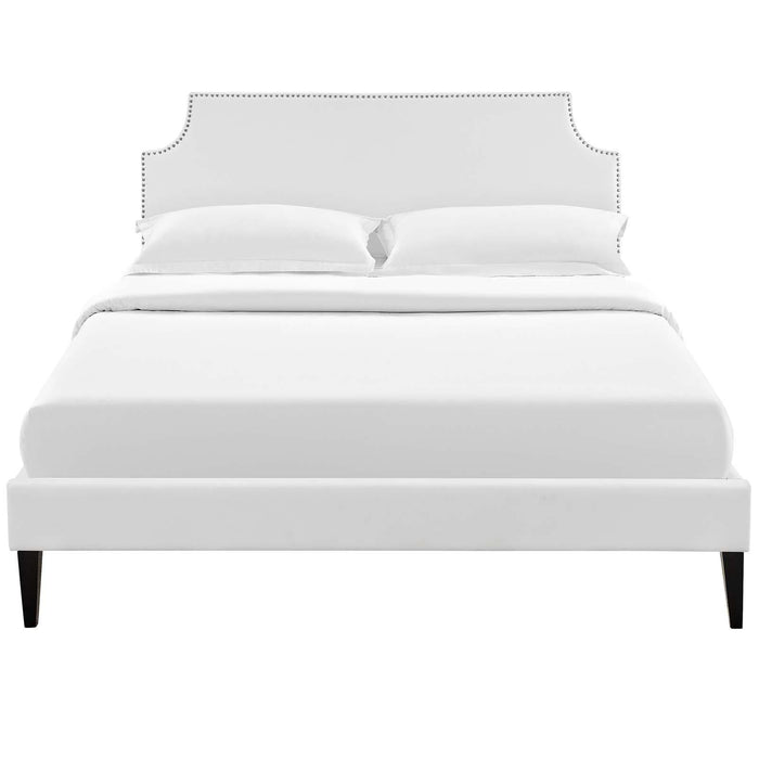 Corene King Vinyl Platform Bed with Squared Tapered Legs