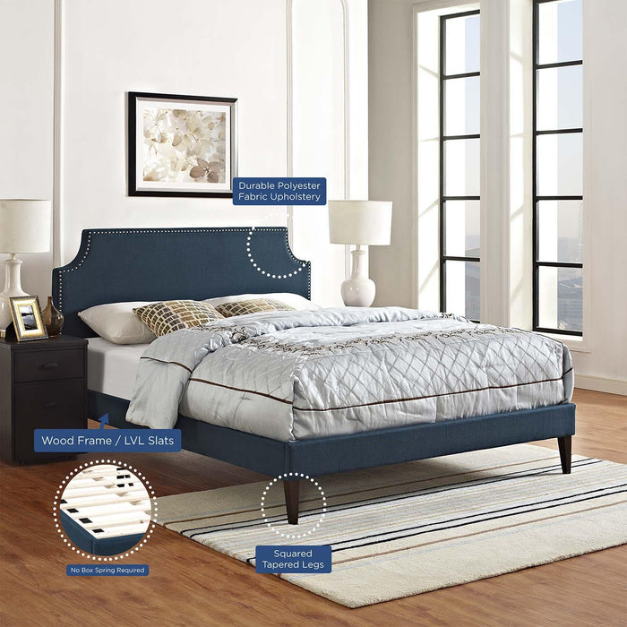 Corene Queen Fabric Platform Bed with Squared Tapered Legs