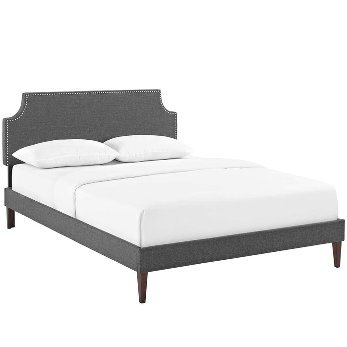 Corene Queen Fabric Platform Bed with Squared Tapered Legs