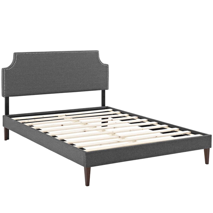 Corene Queen Fabric Platform Bed with Squared Tapered Legs