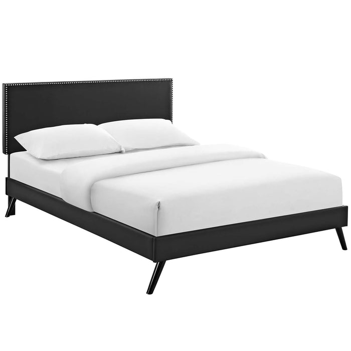 Macie Full Vinyl Platform Bed with Round Splayed Legs image