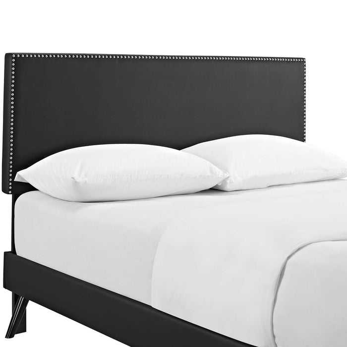 Macie Queen Vinyl Platform Bed with Round Splayed Legs